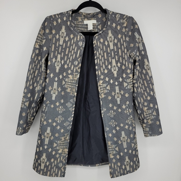 H&M Womens Tribal Pattern Print Long Blazer Size 2 - Picture 7 of 10